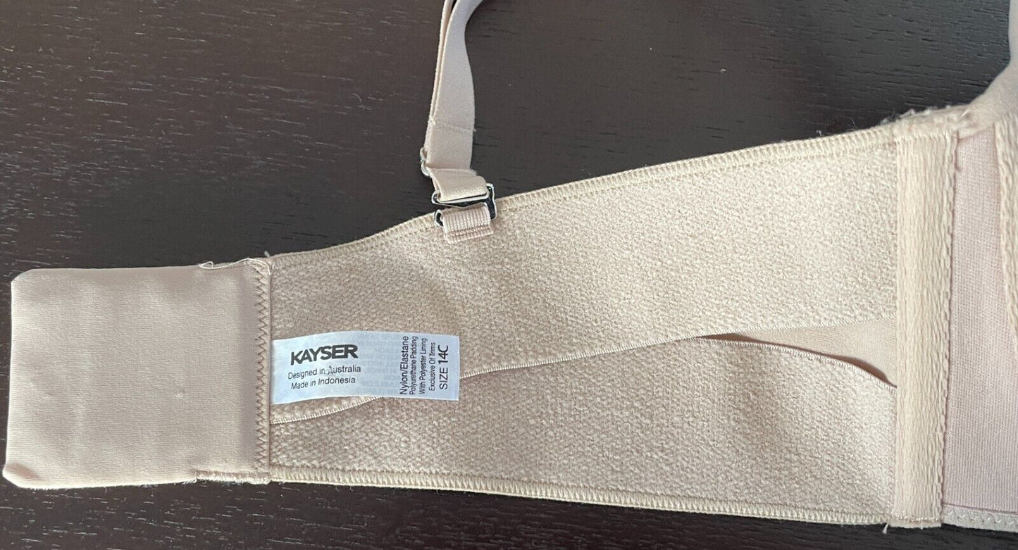 KAYSER Bra 14C Underwire Beige Moulded Smooth Cups 4 Way Convertible Strap 14 C