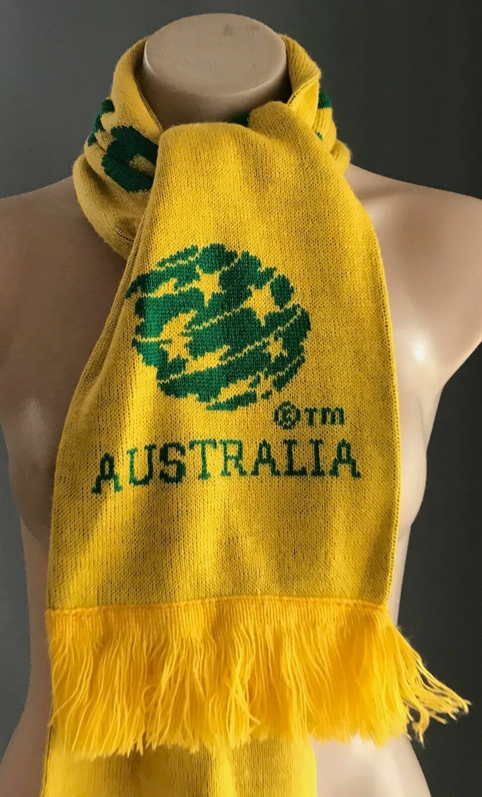 Fan Scarf SOCCEROOS Official Green & Gold Fringed Soccer Football Unisex