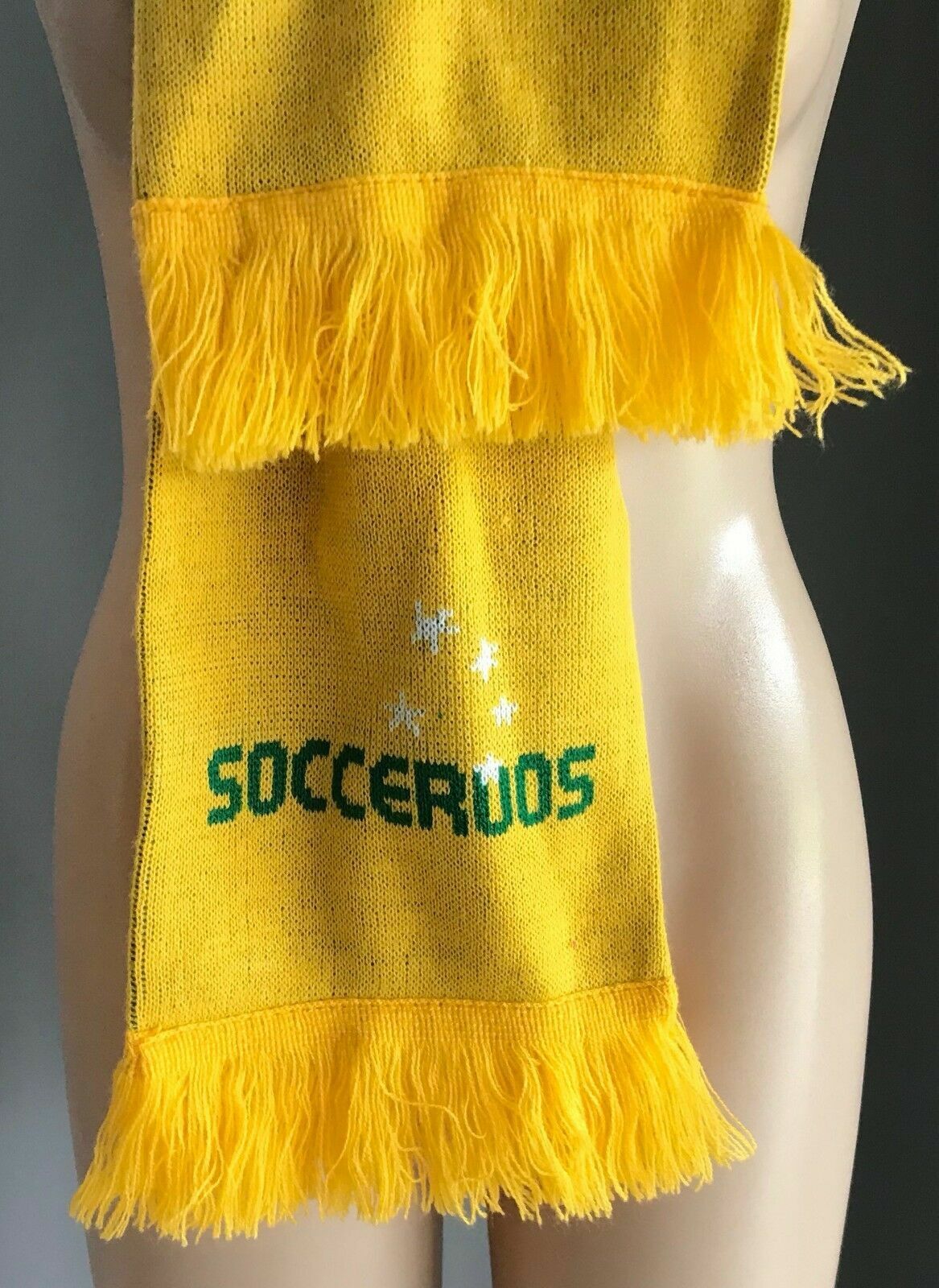 Fan Scarf SOCCEROOS Official Green & Gold Fringed Soccer Football Unisex