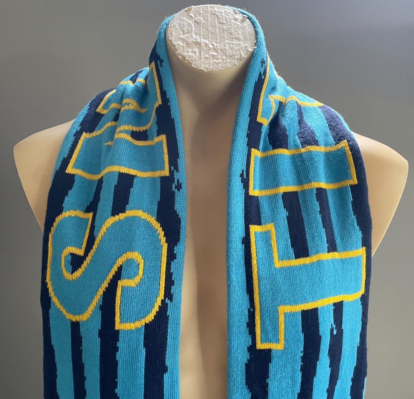 Fan Scarf GOLD COAST TITANS NRL Blue & Yellow Knit Supporter Scarf Fringed