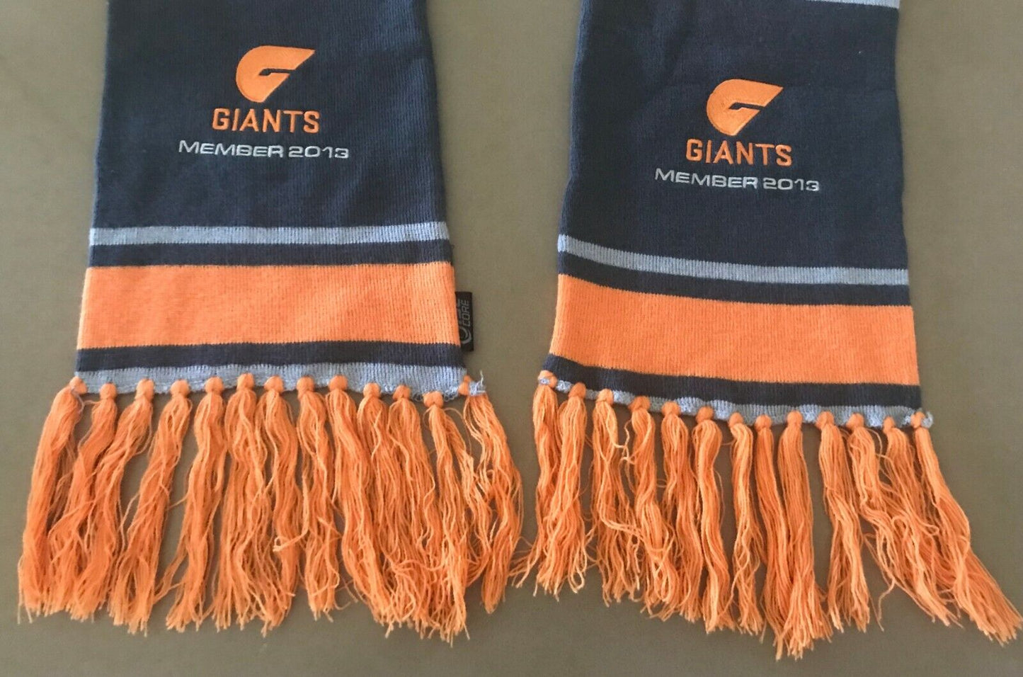 Fan Scarf GIANTS Football AFL GREATER WESTERN SYDNEY 2013 Member Knit Fringed