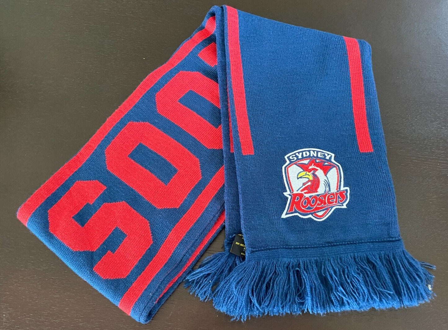 Fan Scarf SYDNEY ROOSTERS NRL Supporter Football Footy Navy Blue Red Knit Fringe