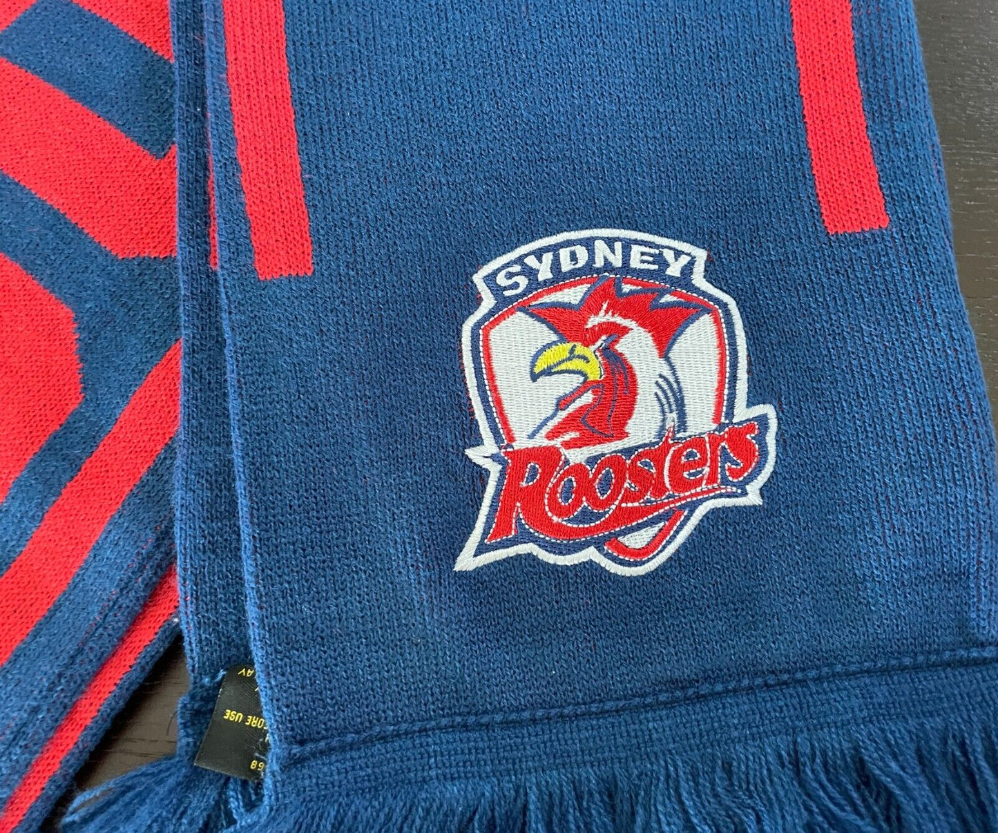 Fan Scarf SYDNEY ROOSTERS NRL Supporter Football Footy Navy Blue Red Knit Fringe