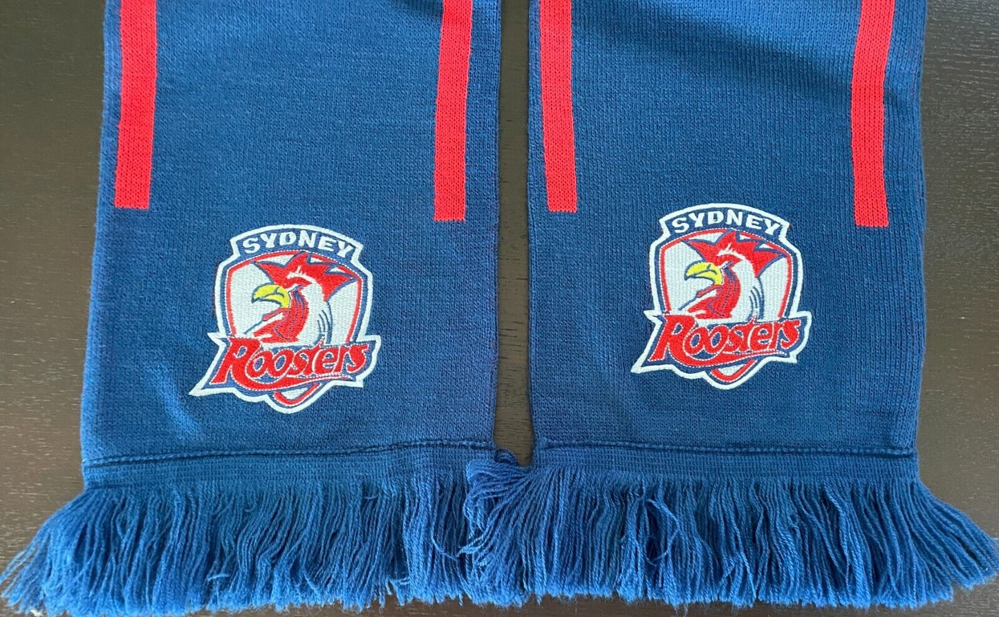 Fan Scarf SYDNEY ROOSTERS NRL Supporter Football Footy Navy Blue Red Knit Fringe