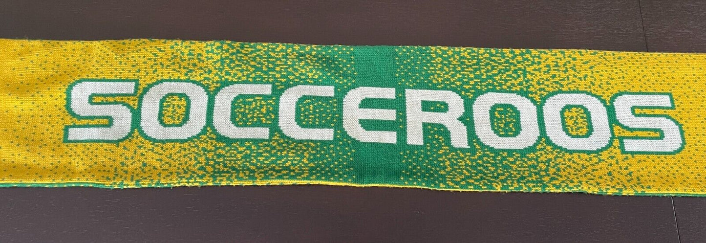 Fan Neck Scarf SOCCEROOS AUSTRALIA Green Gold Fringed Soccer Football Reversible