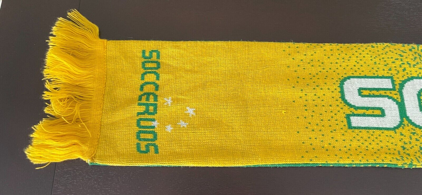 Fan Neck Scarf SOCCEROOS AUSTRALIA Green Gold Fringed Soccer Football Reversible