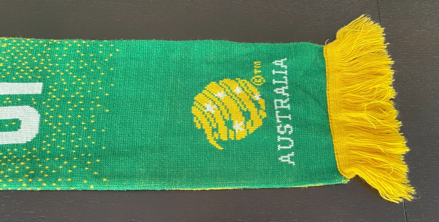 Fan Neck Scarf SOCCEROOS AUSTRALIA Green Gold Fringed Soccer Football Reversible