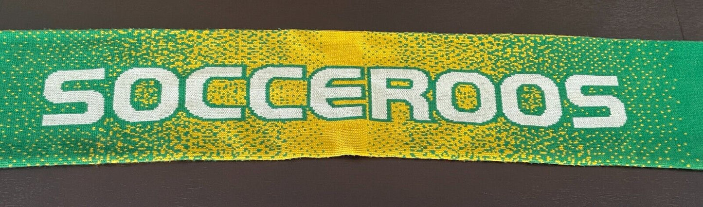 Fan Neck Scarf SOCCEROOS AUSTRALIA Green Gold Fringed Soccer Football Reversible