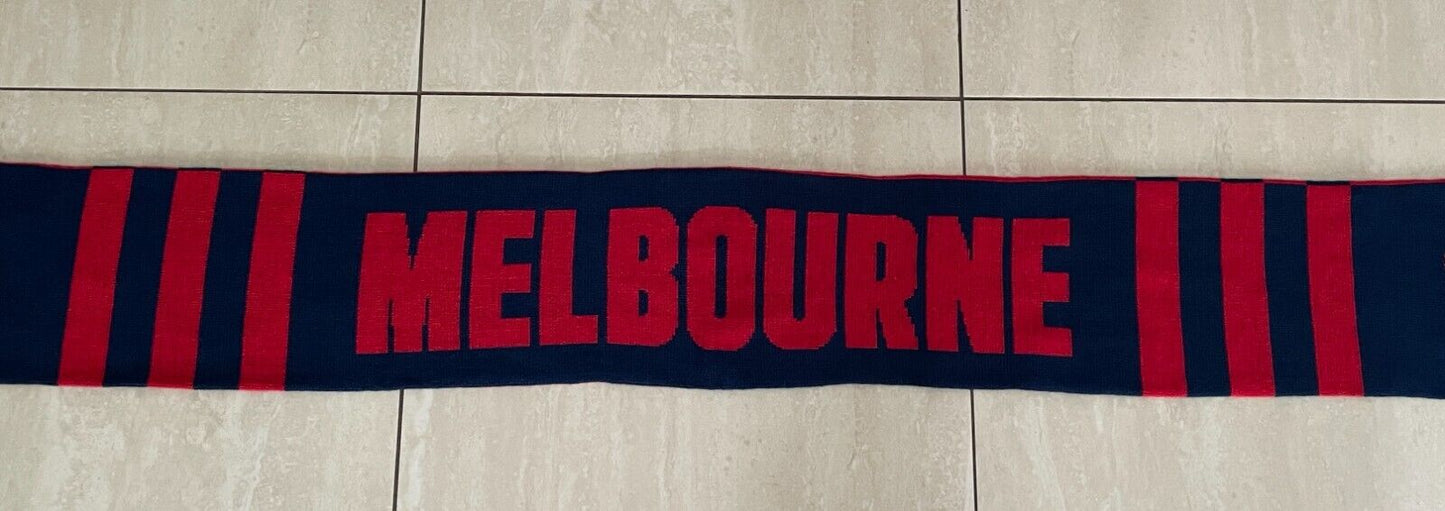 Fan Scarf MELBOURNE DEMONS AFL Knit Fringed Neck Red & Blue Womens Member 2018