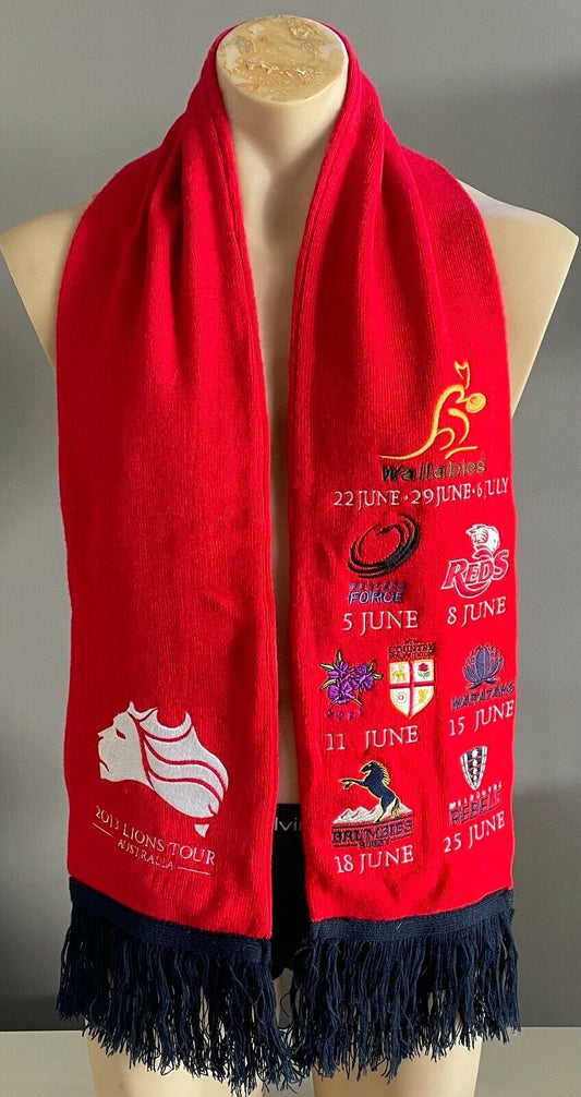 Fan Scarf LIONS TOUR AUSTRALIA 2013 Red & Navy Fringe Embroidered Wallabies