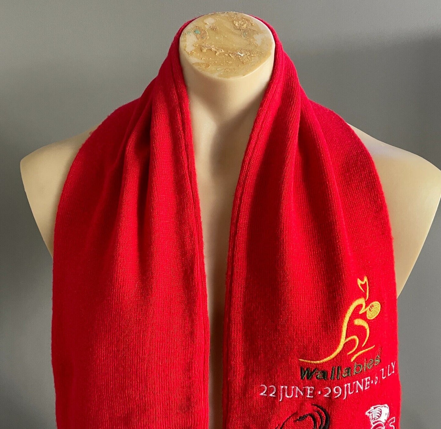 Fan Scarf LIONS TOUR AUSTRALIA 2013 Red & Navy Fringe Embroidered Wallabies