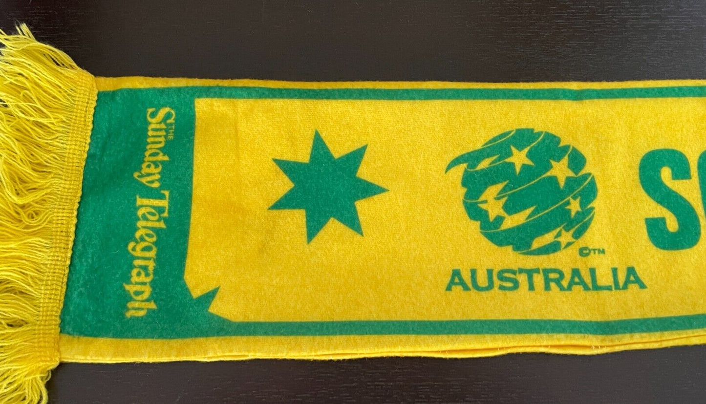Fan Scarf SOCCEROOS GO AUSTRALIA 2010 Green Gold Fringed Football Soccer Promo