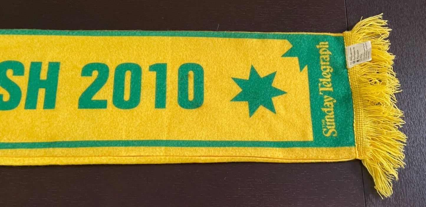 Fan Scarf SOCCEROOS GO AUSTRALIA 2010 Green Gold Fringed Football Soccer Promo