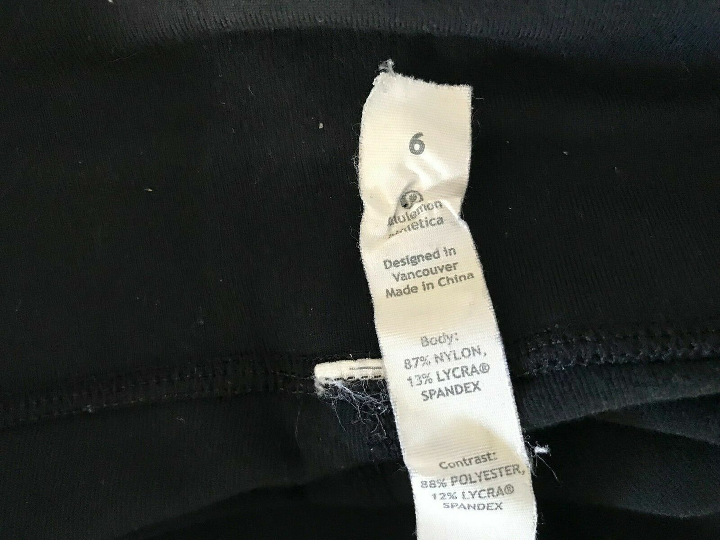 LULULEMON Leggings Black Straight 3/4 Length Sz 6 AU 10 Gym Activewear Pants