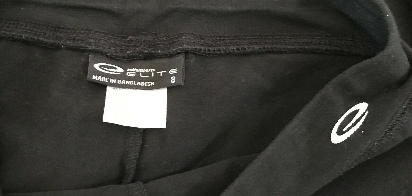 Leggings ELITE ACTIONS SPORTS Black Coral Red 3/4 Running Gym Pants Gym Sz 8