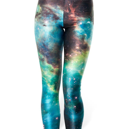 Leggings LOTUS "Galaxy" Print Teal Stretch Sz M Sports Gym Yoga Activewear Pants