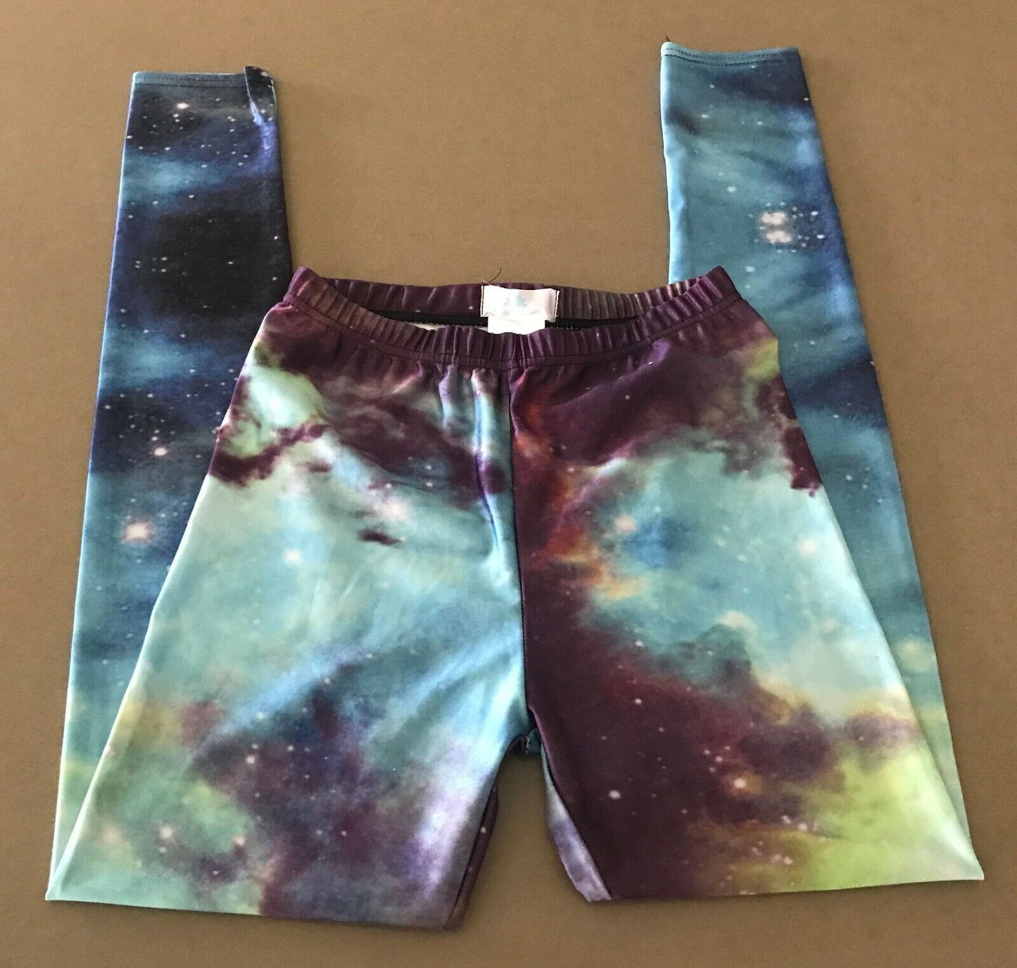 Leggings LOTUS "Galaxy" Print Teal Stretch Sz M Sports Gym Yoga Activewear Pants