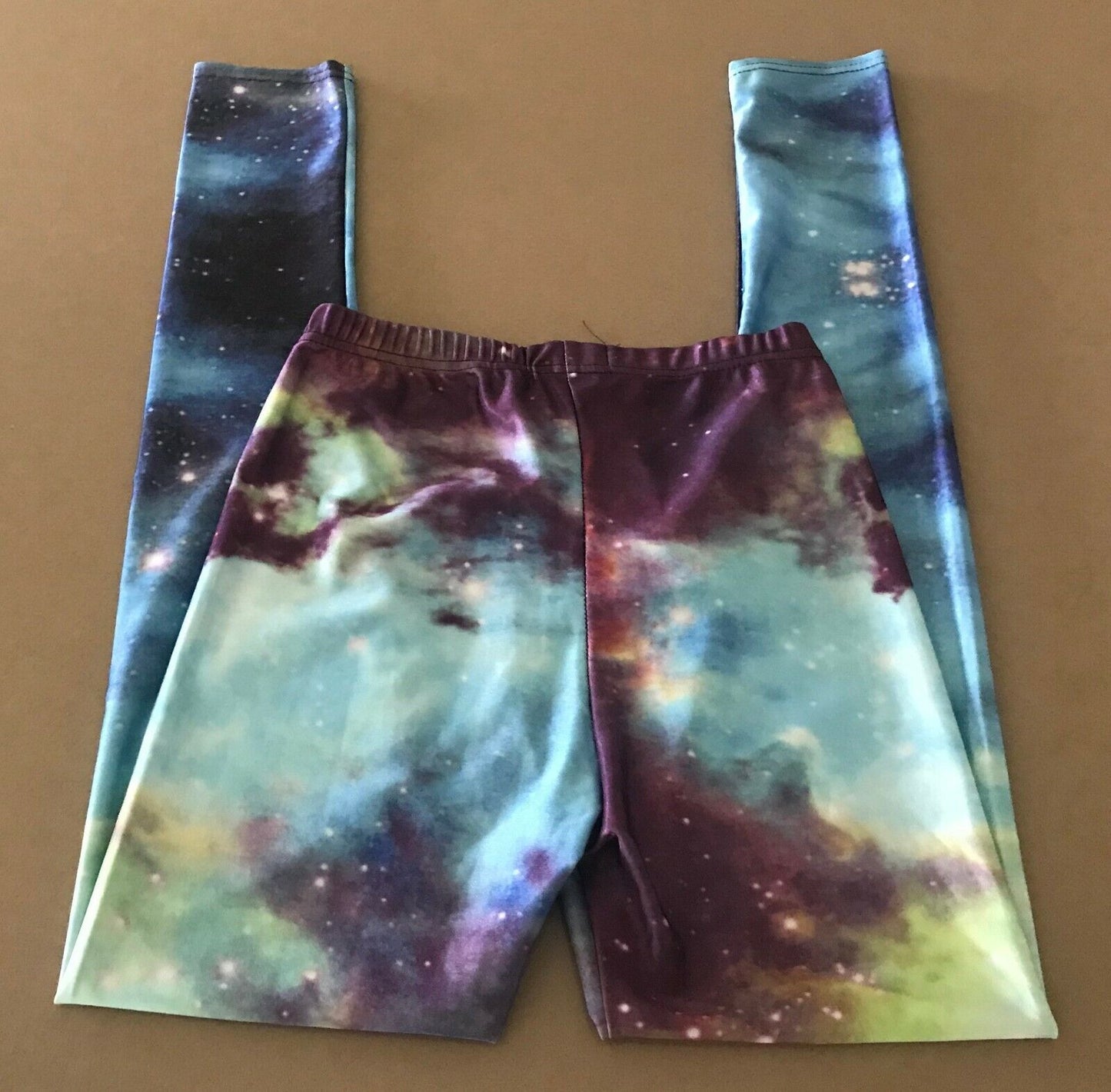 Leggings LOTUS "Galaxy" Print Teal Stretch Sz M Sports Gym Yoga Activewear Pants