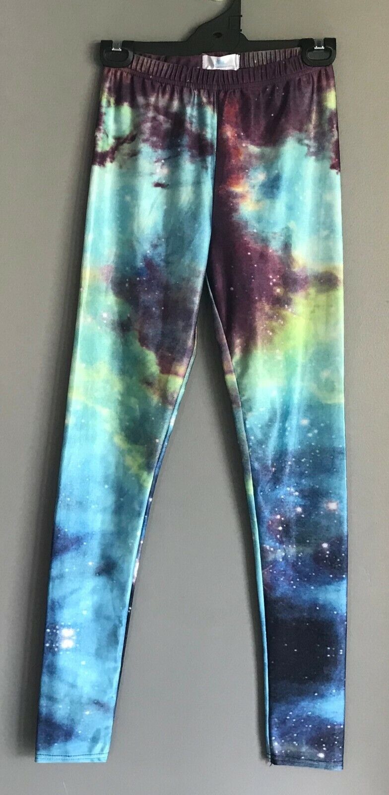 Leggings LOTUS "Galaxy" Print Teal Stretch Sz M Sports Gym Yoga Activewear Pants