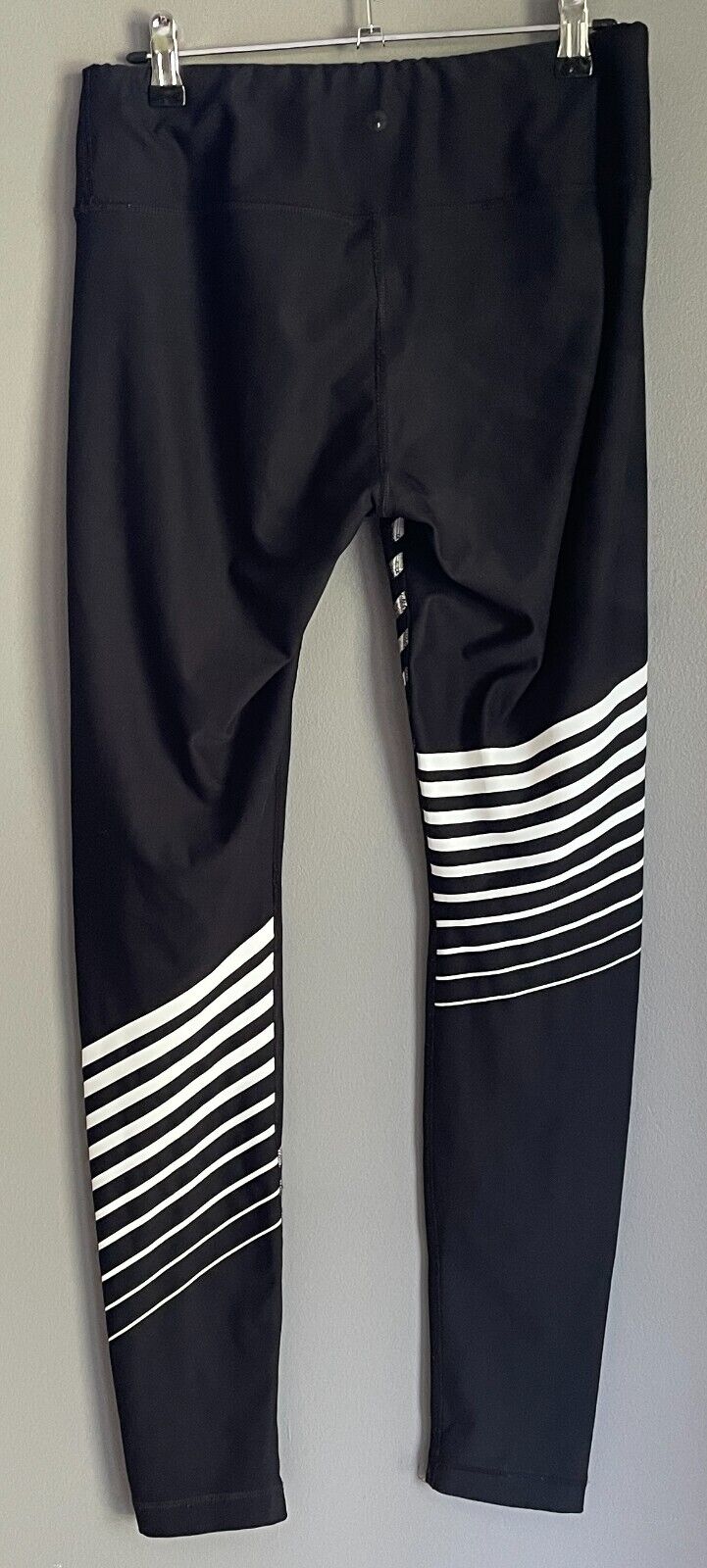 Leggings 90 DEGREES BY REFLEX Full Length White Trim Sz M Gym Activewear Pants