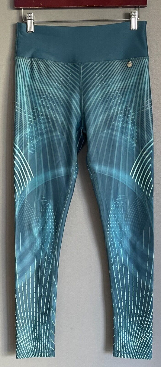 MICHELLE BRIDGES REPREVE Leggings Sage Green Print 7/8 Active Pants Gym Size 10