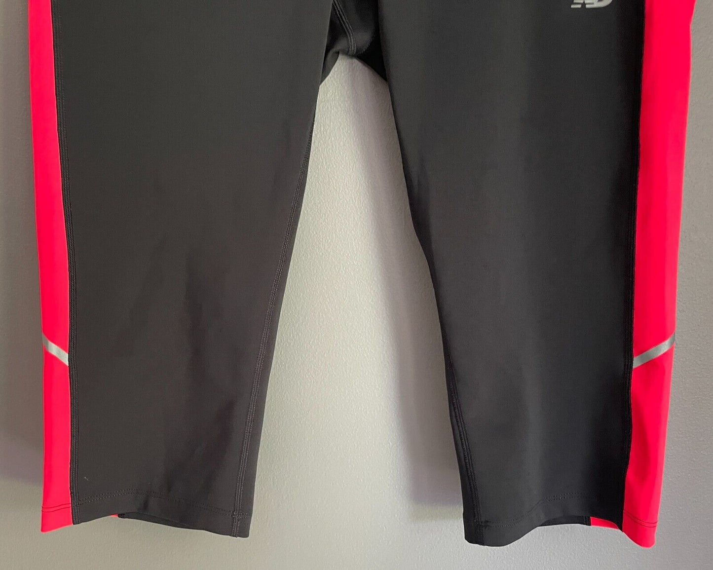 Leggings NEW BALANCE Dry Capri Black Neon Trim Running Gym Active Pants L 12 14
