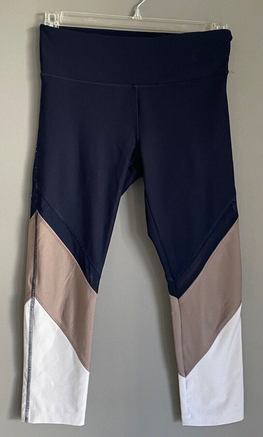 VOGO Athletica Leggings Capri Navy Taupe & White Sz S Activewear Yoga Gym Sports