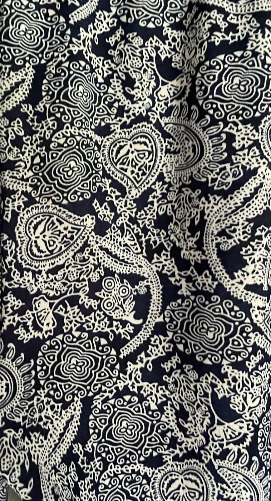 LILLE Leggings Blue White Paisley Print Fleece Lined Elastic Waist Size S Active