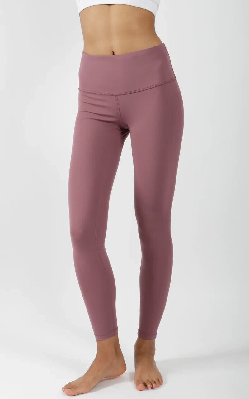 YOGALICIOUS Moonlite Mauve Lux High Waist Full Length Leggings Size XS 26" 50cm
