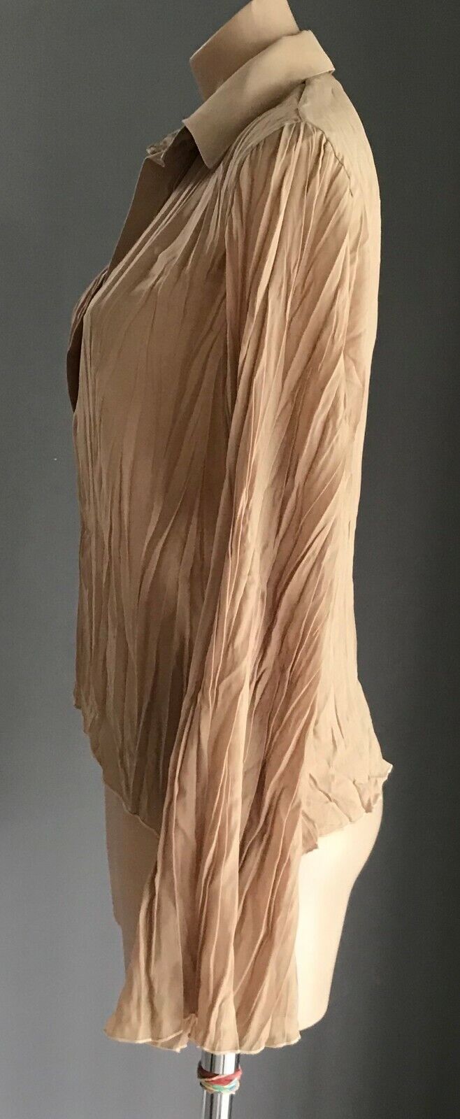 Ladies Top STUDIO MISCHALIS Blouse Gold Flare Sleeve Wrinkle Look EU 46 AU 12 14