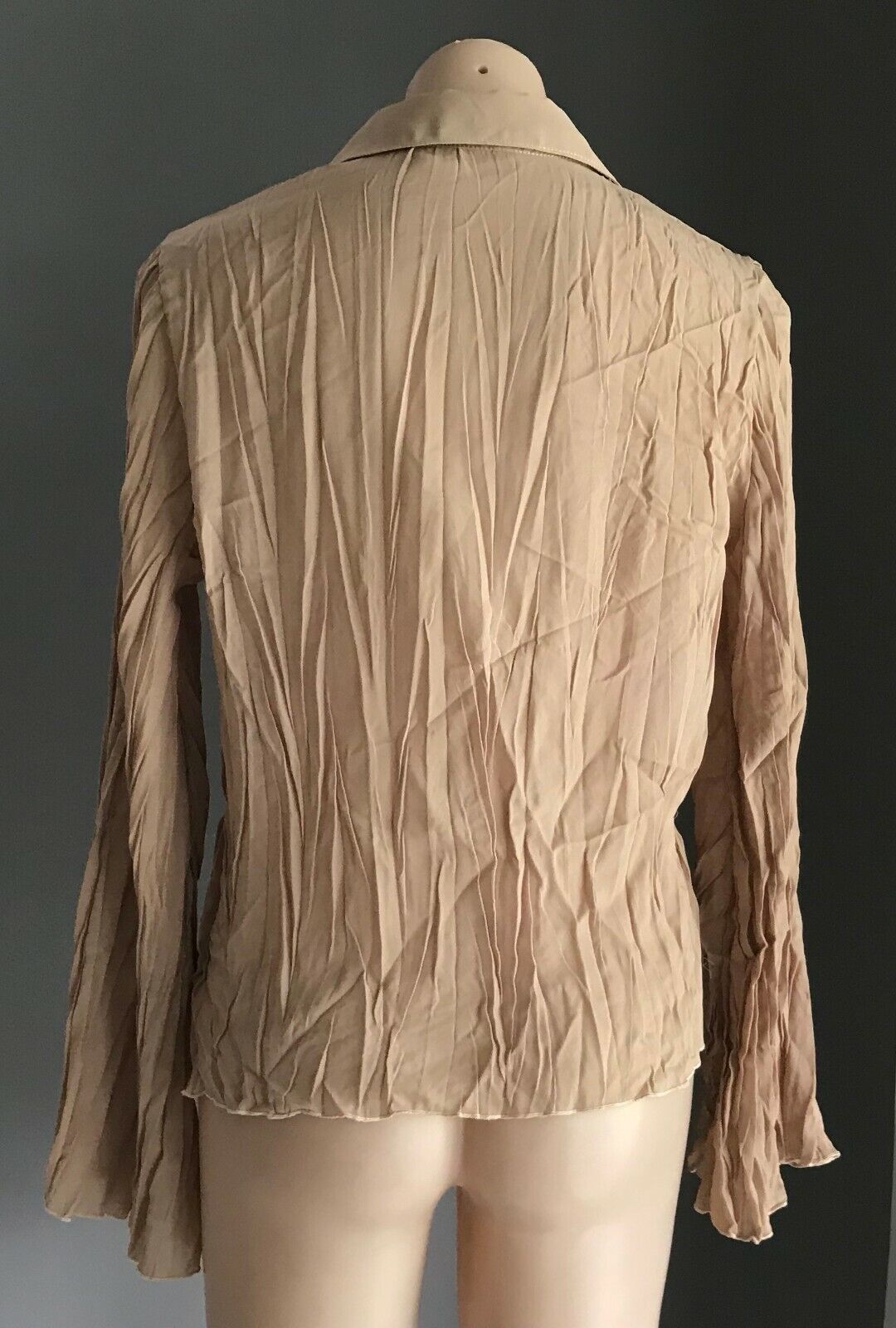 Ladies Top STUDIO MISCHALIS Blouse Gold Flare Sleeve Wrinkle Look EU 46 AU 12 14