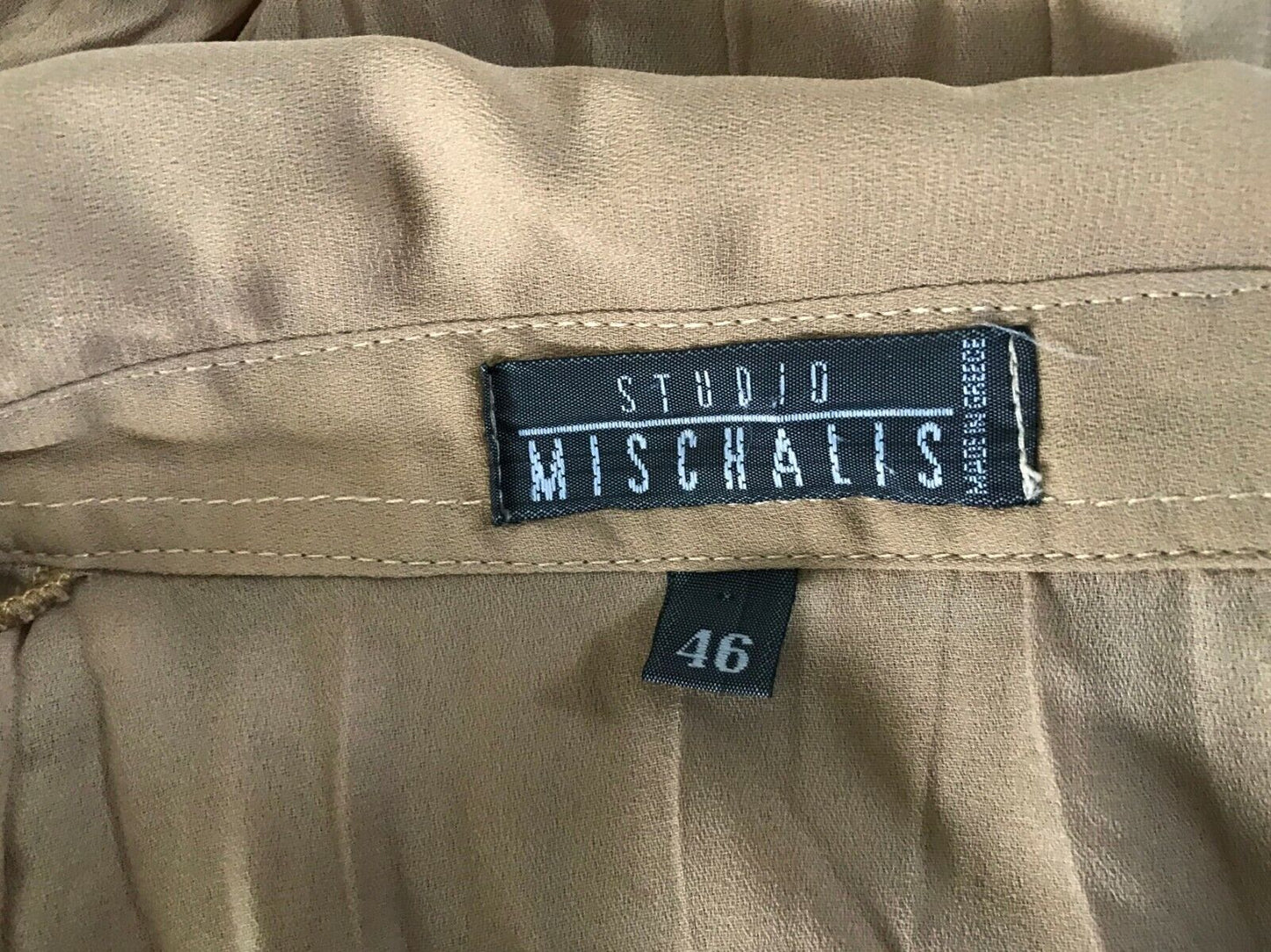 Ladies Top STUDIO MISCHALIS Blouse Gold Flare Sleeve Wrinkle Look EU 46 AU 12 14