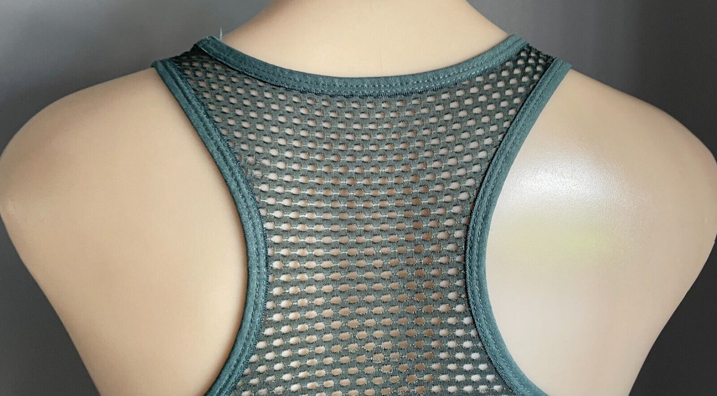 ANKO Crop Bra Top Khaki Green Medium Support Racer Back Size 14 Sports Gym NEW