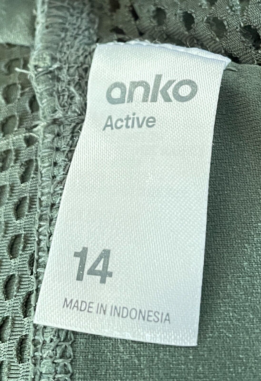 ANKO Crop Bra Top Khaki Green Medium Support Racer Back Size 14 Sports Gym NEW