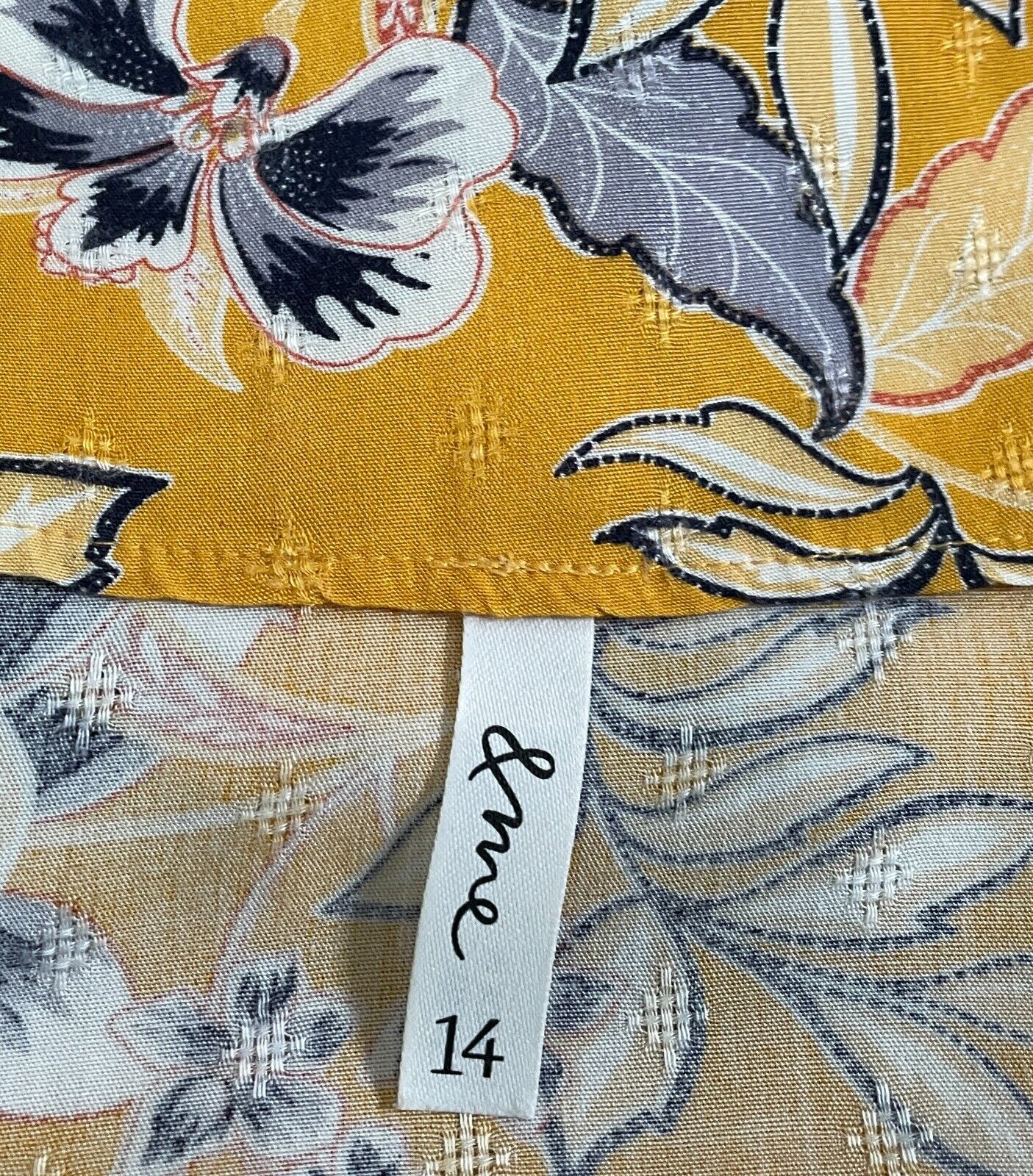&ME Camisole Mustard Yellow Floral Thin Strap Button Trim Top Size 14 Cami & Me