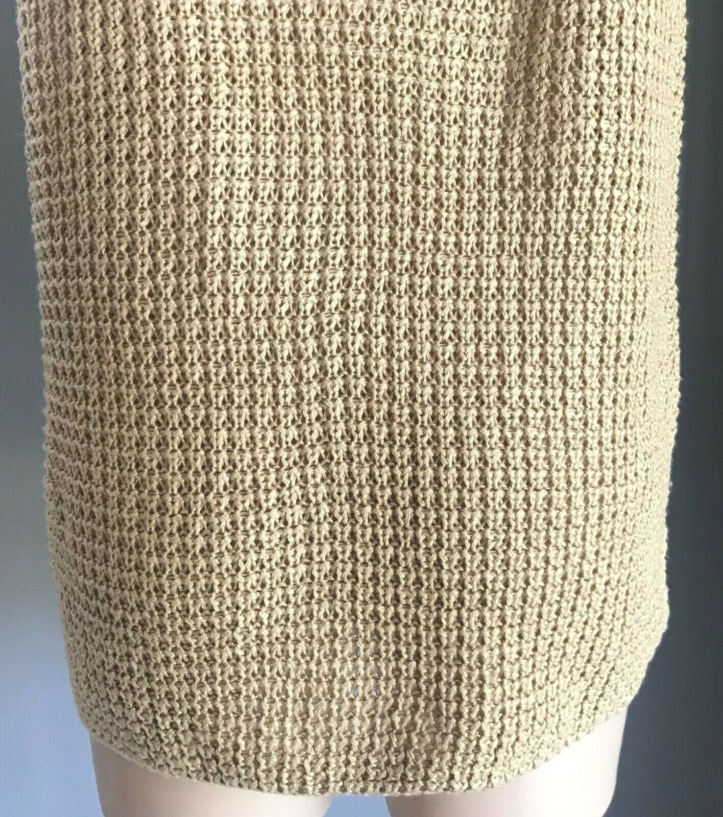 Gold Chunky Knit Singlet Top Scoop Neck & Back Sleeveless Dip Hem Ladies Sz 12