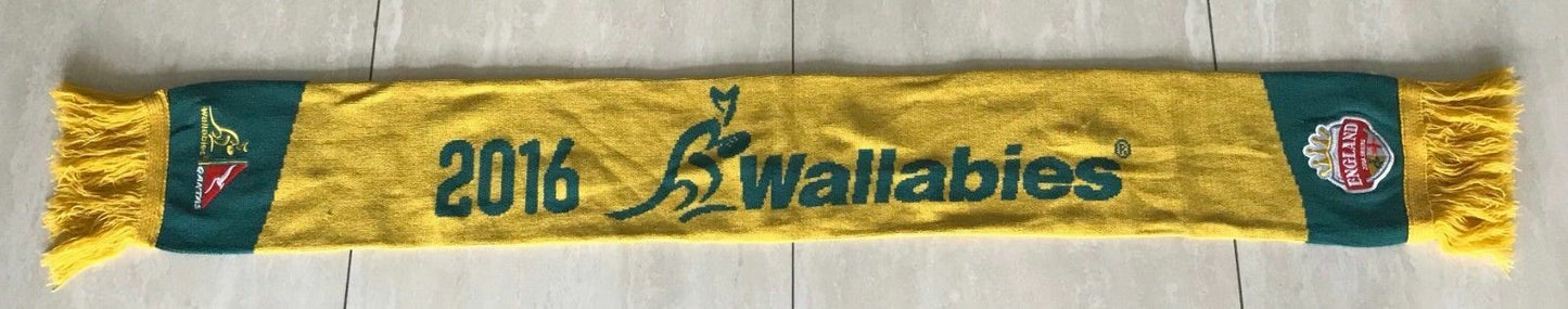 Fan Scarf WALLABIES Official Green Gold Australian 2016 England Tour Knit Fringe