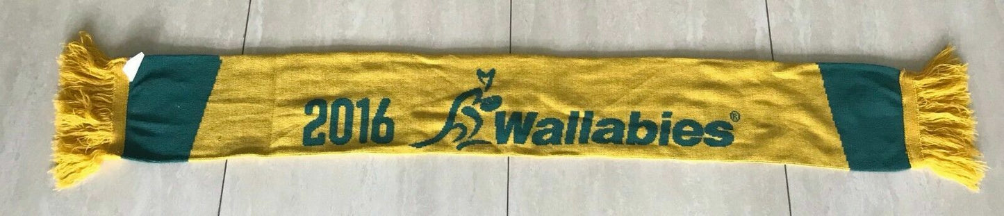 Fan Scarf WALLABIES Official Green Gold Australian 2016 England Tour Knit Fringe
