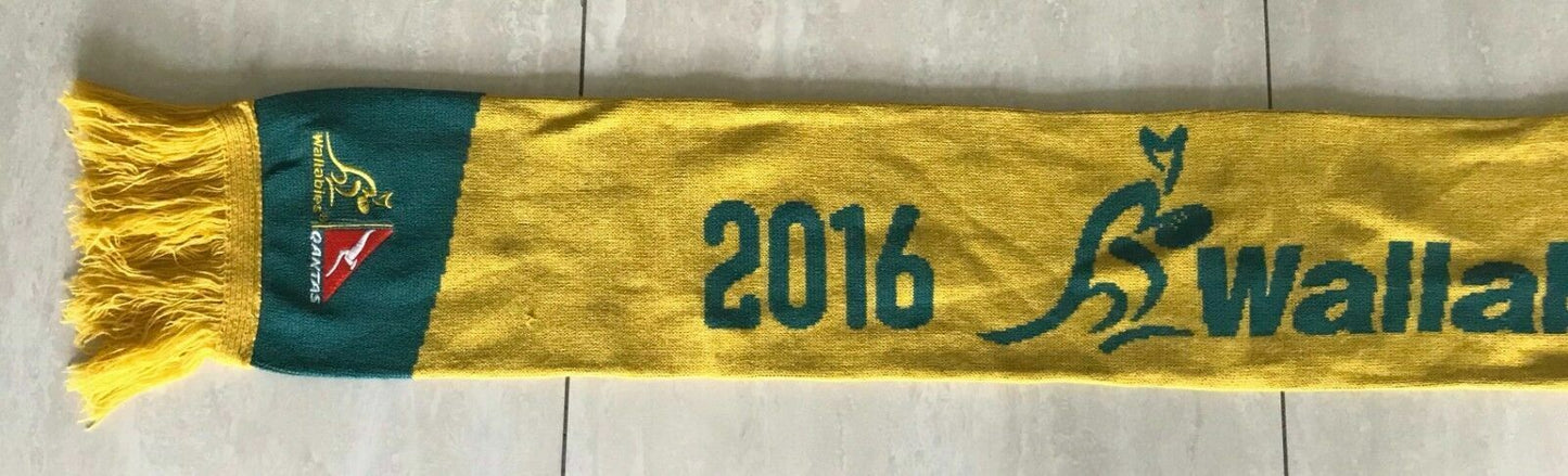 Fan Scarf WALLABIES Official Green Gold Australian 2016 England Tour Knit Fringe