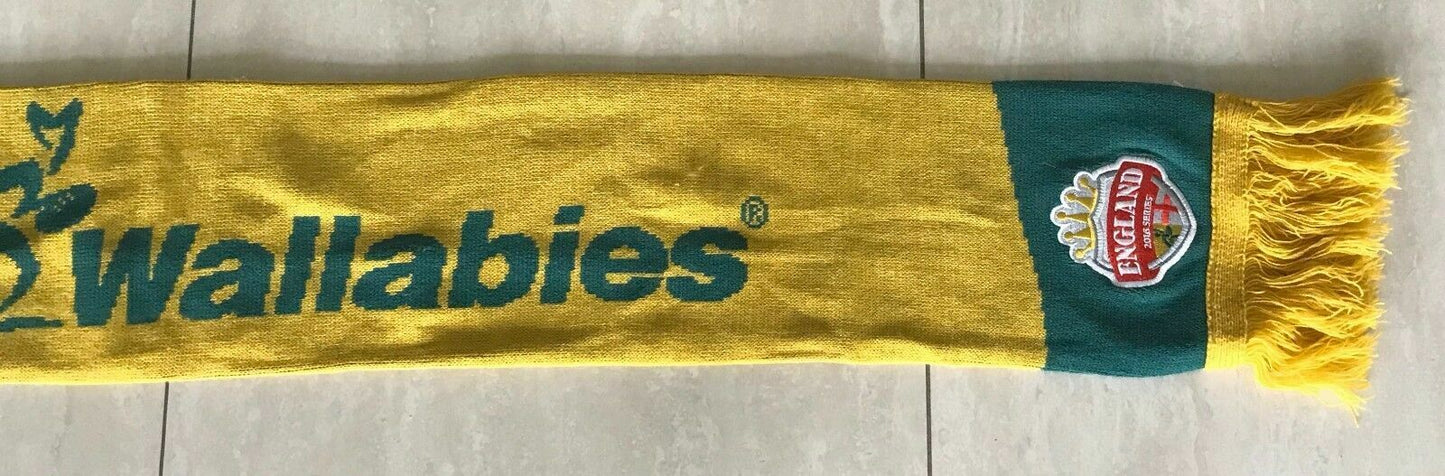 Fan Scarf WALLABIES Official Green Gold Australian 2016 England Tour Knit Fringe