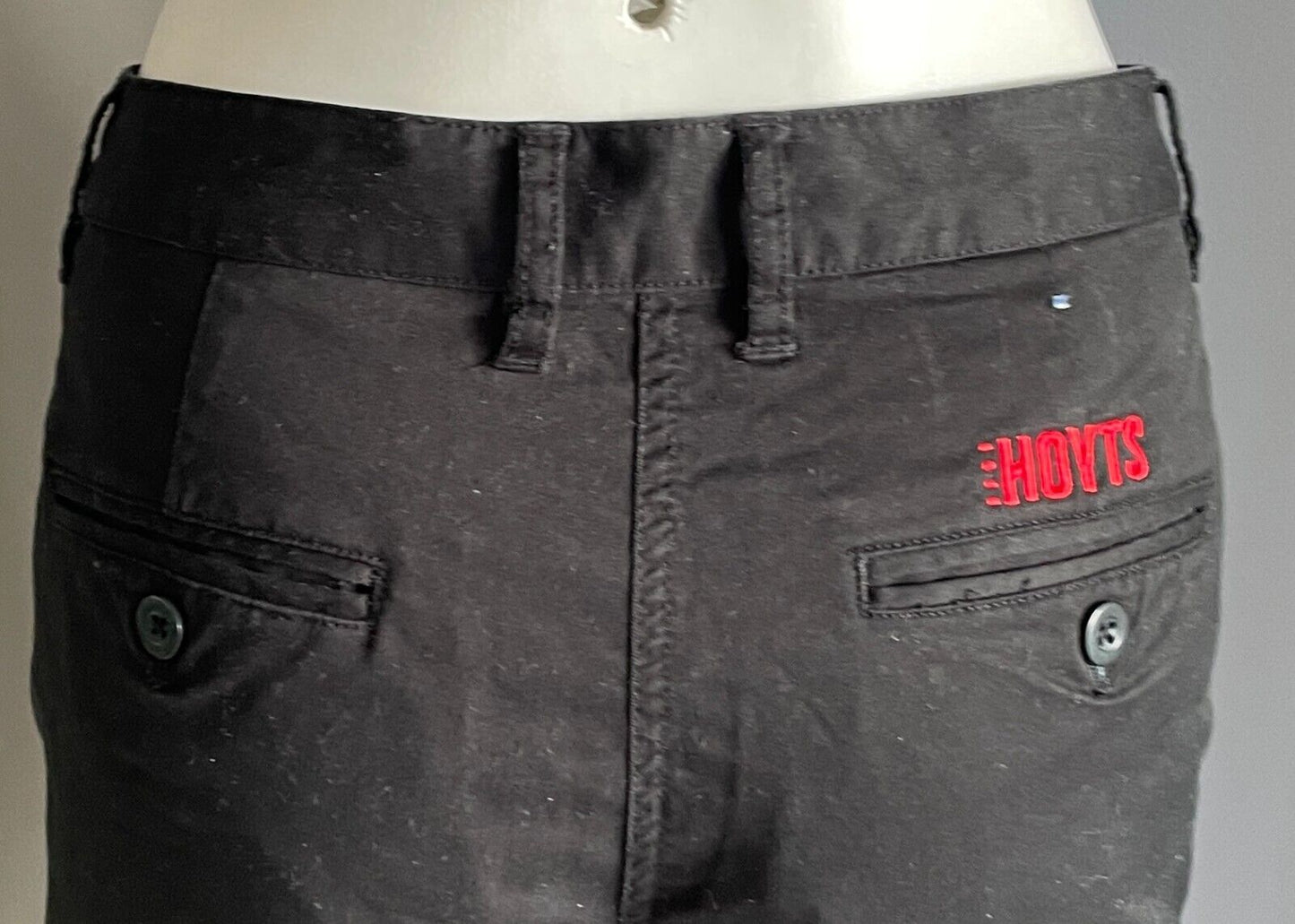 Ladies Size S 8 Pants CARGO CREW Black Skinny Leg Long "Hoyts" Logo At Back