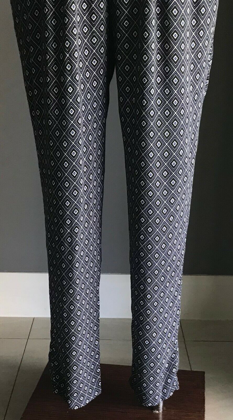 ED.IT.ED Blue Black White Geo Elastic Waist Tapered Harem Ladies Size 10 Pants