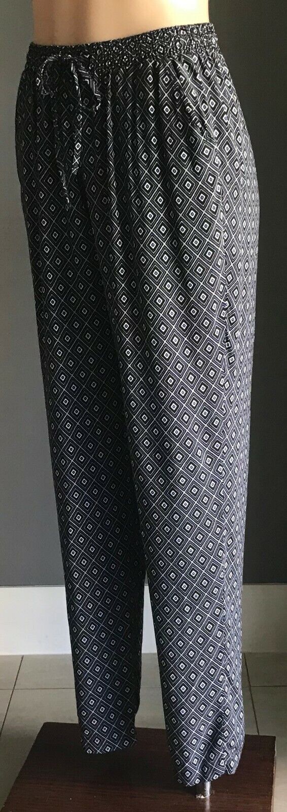 ED.IT.ED Blue Black White Geo Elastic Waist Tapered Harem Ladies Size 10 Pants
