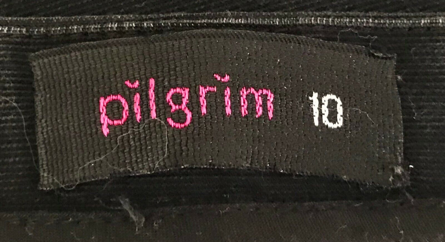 Ladies Size 10 Pants PILGRIM Black Stretch Slim Leg Ankle Grazer Trousers Retro