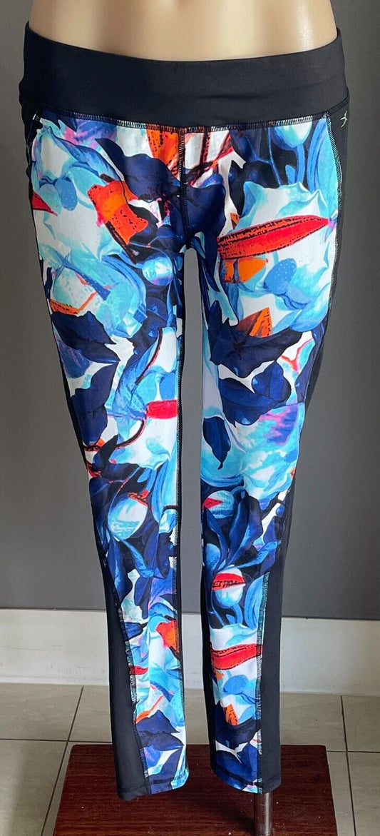 Leggings ASANA Train Full Length Black & Floral Size 16 Moisture Wicking NEW