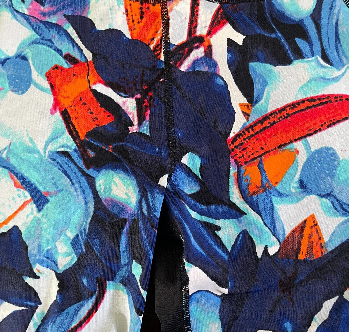 Leggings ASANA Train Full Length Black & Floral Size 16 Moisture Wicking NEW