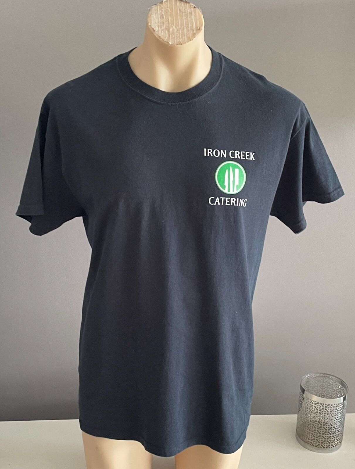 Unisex IRON CREEK CATERING Navy T-Shirt Logo at Chest Print Size L/Chest 108cm