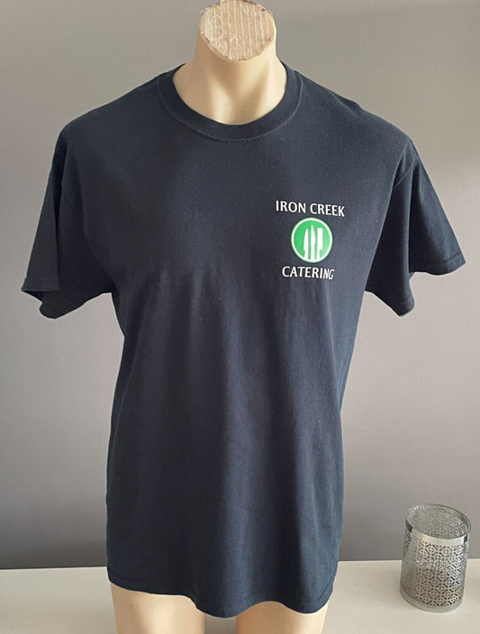Unisex IRON CREEK CATERING Navy T-Shirt Logo at Chest Print Size L/Chest 108cm