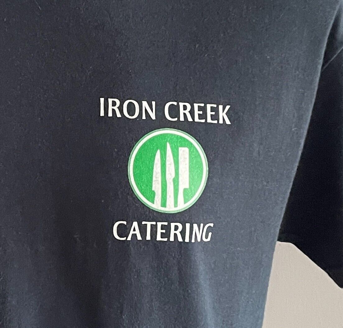Unisex IRON CREEK CATERING Navy T-Shirt Logo at Chest Print Size L/Chest 108cm
