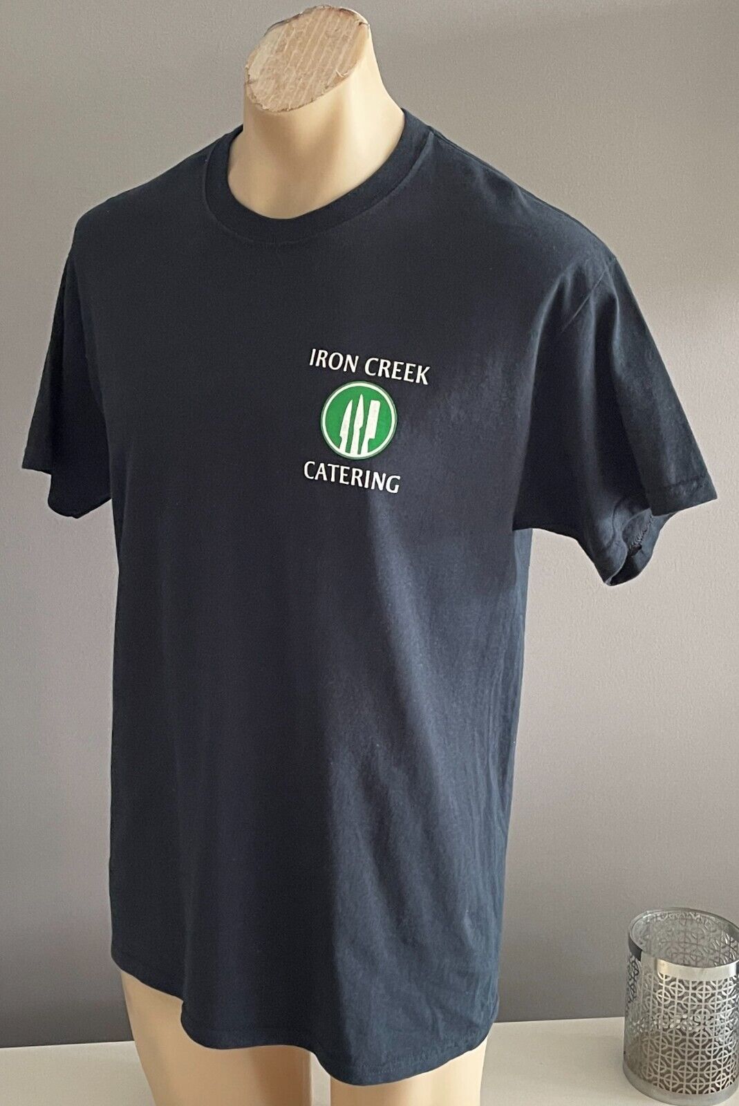 Unisex IRON CREEK CATERING Navy T-Shirt Logo at Chest Print Size L/Chest 108cm